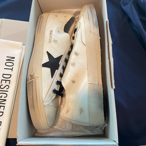 Golden Goose Men's V-Star in Nappa leather with Black nubuck leather star - Picture 10 of 11
